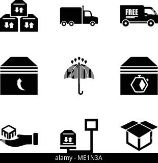 Ensemble de 9 icônes modifiable simple comme la livraison colis ouvert, le poids de la livraison sur une échelle, la livraison d'un colis à la main, les flèches de couple, 24 Illustration de Vecteur