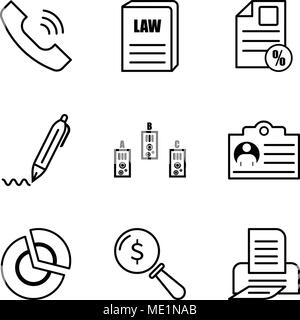 Ensemble de 9 icônes modifiable simple tels que l'impression, d'objectif, graphique, document, dossier, document, stylo pour cent, livre de droit, appel, peut être utilisé pour le mobile, l'interface utilisateur web Illustration de Vecteur