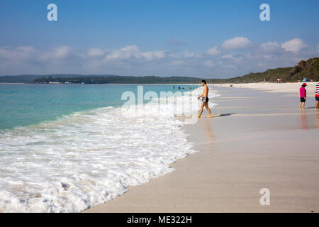 Belle plage de sable blanc de Hyams, mondes whitest sand beach, Jervis Bay, New South Wales, Australie Banque D'Images