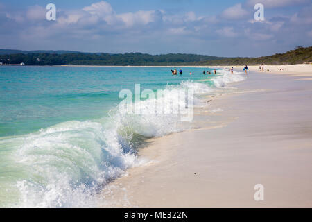 Belle plage de sable blanc de Hyams, mondes whitest sand beach, Jervis Bay, New South Wales, Australie Banque D'Images