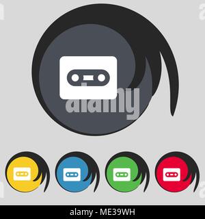 L'icône cassette signe. Symbole sur cinq touches de couleur. Vector illustration Illustration de Vecteur