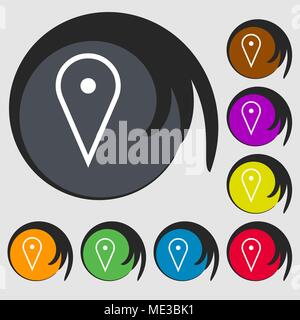 L'icône de carte poiner signe. Symbole sur huit boutons de couleur. Vector illustration Illustration de Vecteur