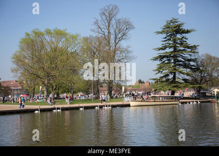 Vue sur la rivière Bancroft par la rivière Avon, à Stratford upon Avon, Warwickshire, Angleterre Banque D'Images