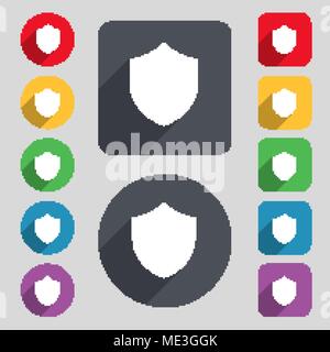 L'icône de la protection de l'écran, signe. Un ensemble de 12 boutons de couleur et d'ombre. Modèle plat. Vector illustration Illustration de Vecteur