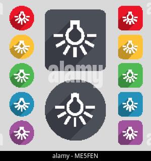 L'icône lampe signe. Un ensemble de 12 boutons de couleur et d'ombre. Modèle plat. Vector illustration Illustration de Vecteur