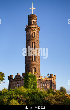 Le Vice-amiral Horatio Nelson Monument situé sur le dessus de Calton Hill, à Édimbourg, Écosse, Royaume-Uni Banque D'Images