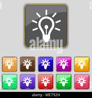 L'icône lampe signe. Set avec 11 boutons de couleur pour votre site. Vector illustration Illustration de Vecteur