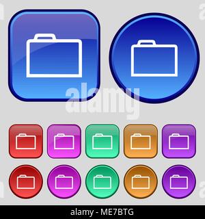 Icône de dossier signe. Une série de douze boutons vintage pour votre conception. Vector illustration Illustration de Vecteur