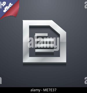 Fichier texte icône document symbole. 3D genre. Design moderne et branché, avec de l'espace pour votre texte Vector illustration Illustration de Vecteur