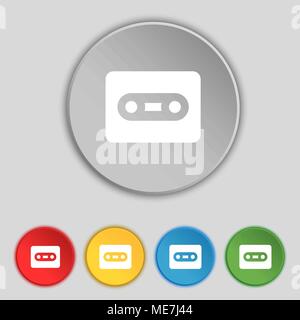 L'icône cassette signe. Symbole sur cinq boutons plats. Vector illustration Illustration de Vecteur