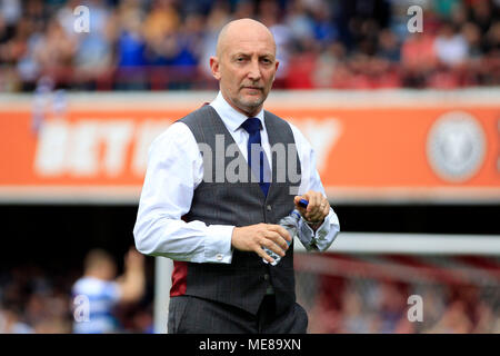 Queens Park Rangers Manager Ian Holloway. Match de championnat Skybet EFL, Brentford v Queens Park Rangers au stade de Griffin Park à Londres le samedi 21 avril 2018. Cette image ne peut être utilisé qu'à des fins rédactionnelles. Usage éditorial uniquement, licence requise pour un usage commercial. Aucune utilisation de pari, de jeux ou d'un seul club/ligue/dvd publications pic par Steffan Bowen/Andrew Orchard la photographie de sport/Alamy live news Banque D'Images