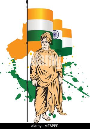 Swami Vivekananda grand philosophe indien. bonne journée de la république de l'Inde art vectoriel Illustration de Vecteur