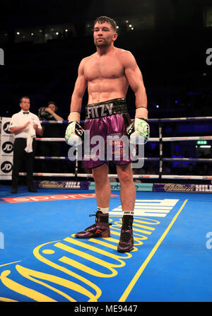 Scott Fitzgerald remporte le concours super-légers à l'Echo Arena, Liverpool. ASSOCIATION DE PRESSE Photo. Photo date : Samedi 21 Avril, 2018. Voir l'activité de boxe histoire de Liverpool. Crédit photo doit se lire : Peter Byrne/PA Wire. Banque D'Images