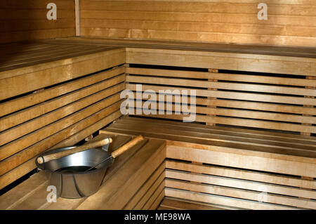 À l'intérieur d'un sauna de l'établissement Best Western Premier Hotel Katajanokka, Helsinki, Finlande. Banque D'Images