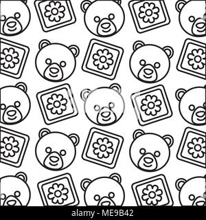 Tête de douche de bébé teddy bear et pâtés motif de décoration Illustration de Vecteur