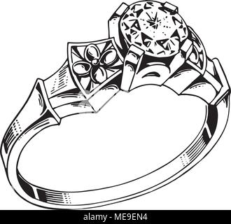 Bague diamant 1 - Retro Clipart Illustration Illustration de Vecteur