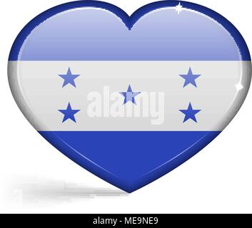 Drapeaux de Honduras dans une forme de coeur avec des points culminants sur les bords. Vector illustration Illustration de Vecteur