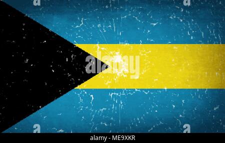 Drapeaux des Bahamas avec la texture du verre brisé. Vector illustration Illustration de Vecteur