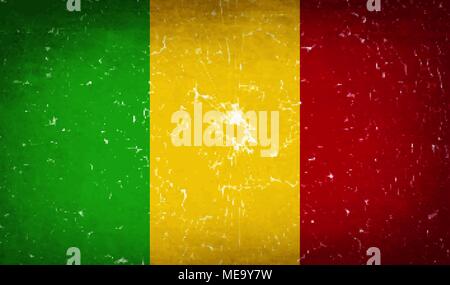 Drapeaux du Mali avec la texture du verre brisé. Vector illustration Illustration de Vecteur