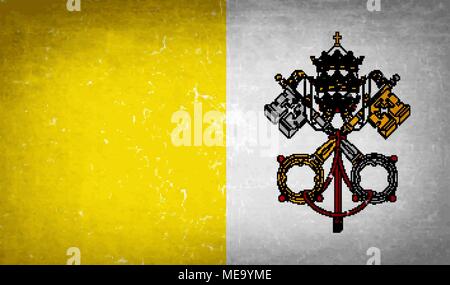 Drapeaux d'CityHoly Vatican Voir le verre cassé la texture. Vector illustration Illustration de Vecteur