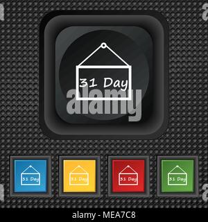 Jours 31 jours calendrier, icône signe. Boutons de couleur carré symbole texture noire. Vector illustration Illustration de Vecteur