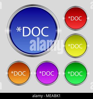 Document Fichier icône. Télécharger doc bouton. Symbole d'extension de fichier DOC. Ensemble de boutons de couleur. Vector illustration Illustration de Vecteur