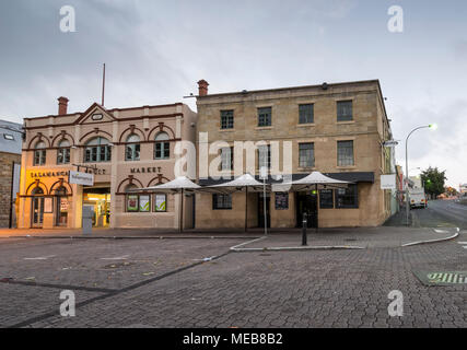 Salamanca Place, sur un matin gris, Point de batterie, Hobart Banque D'Images