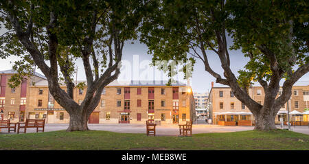 Salamanca Place, sur un matin gris, Point de batterie, Hobart Banque D'Images