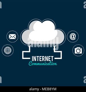 Cloud computing grâce à une communication internet Illustration de Vecteur