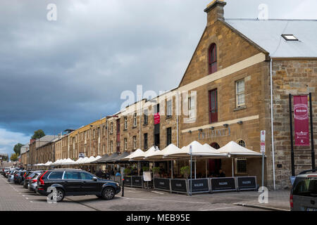 Salamanca Place, sur un matin gris, Point de batterie, Hobart Banque D'Images