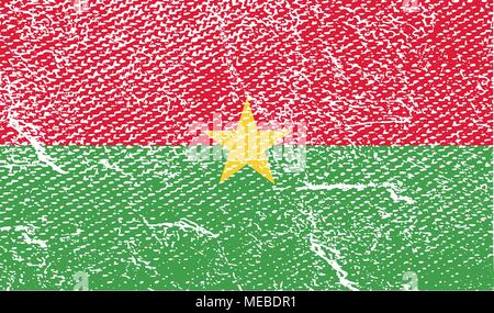 Drapeau du Burkina Faso avec de vieux la texture. Vector illustration Illustration de Vecteur