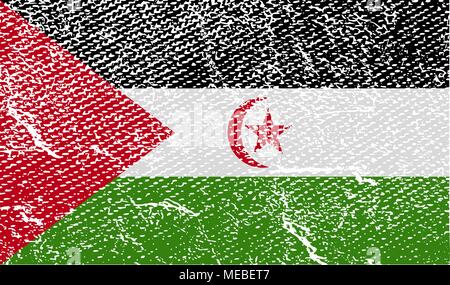 Drapeau du Sahara Occidental avec l'ancienne texture. Vector illustration Illustration de Vecteur