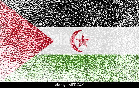 Drapeau du Sahara Occidental avec l'ancienne texture. Vector illustration Illustration de Vecteur