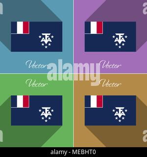 Des drapeaux français et de l'Antarctique. Ensemble de couleurs télévision design et de grandes ombres. Vector illustration Illustration de Vecteur