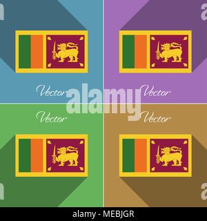 Drapeaux de Sri Lanka. Ensemble de couleurs télévision design et de grandes ombres. Vector illustration Illustration de Vecteur