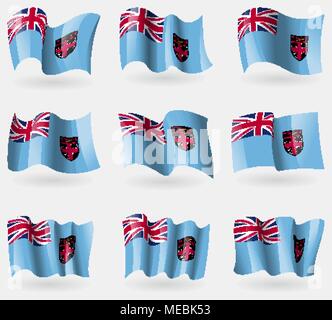 Ensemble de drapeaux Fidji dans l'air. Vector illustration Illustration de Vecteur