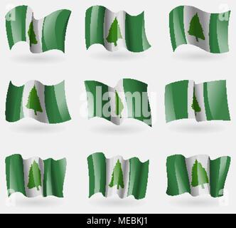 Ensemble de l'île Norfolk drapeaux en l'air. Vector illustration Illustration de Vecteur