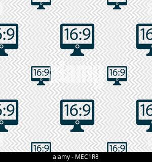 Aspect ratio 16:9 téléviseur icône signe. Motif géométrique transparente avec la texture. Vector illustration Illustration de Vecteur