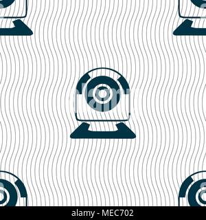 Icône de signe de webcam. Vidéo Web chat symbole. Chat de l'appareil photo. Motif géométrique transparente avec la texture. Vector illustration Illustration de Vecteur