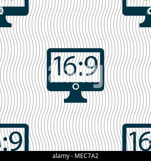 Aspect ratio 16:9 téléviseur icône signe. Motif géométrique transparente avec la texture. Vector illustration Illustration de Vecteur