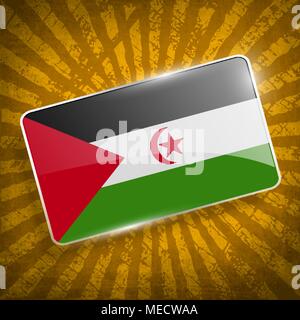 Drapeau du Sahara Occidental avec l'ancienne texture. Vector illustration Illustration de Vecteur