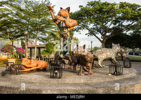 Des statues de chats Kuching Sarawak Kuching Bornéo. Banque D'Images