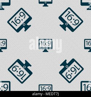 Aspect ratio 16:9 téléviseur icône signe. Motif géométrique transparente avec la texture. Vector illustration Illustration de Vecteur