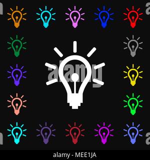 L'icône lampe signe. Beaucoup de symboles colorés pour votre conception. Vector illustration Illustration de Vecteur