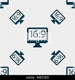 Aspect ratio 16:9 téléviseur icône signe. Motif géométrique transparente avec la texture. Vector illustration Illustration de Vecteur