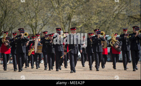 La Caserne Wellington, Londres, Royaume-Uni. 20 avril, 2018. Le Régiment royal de l'Ecosse sur la garde de cérémonie à Londres pour 3 semaines. Banque D'Images