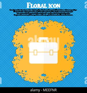 L'icône de valise. Design plat floral sur un fond abstrait bleu avec place pour votre texte. Vector illustration Illustration de Vecteur