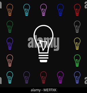 L'icône lampe signe. Beaucoup de symboles colorés pour votre conception. Vector illustration Illustration de Vecteur