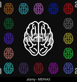 Icône cerveau signe. Beaucoup de symboles colorés pour votre conception. Vector illustration Illustration de Vecteur