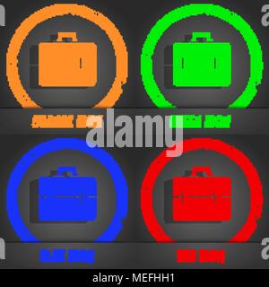 L'icône de valise. Style moderne à la mode. Dans l'orange, vert, bleu, rouge design. Vector illustration Illustration de Vecteur